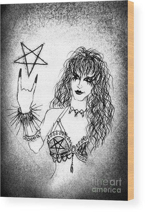 507x740 Black Metal Girl. Sofia Metal Queen. Sketch Wood Print By Sofia - Sofia Sketch