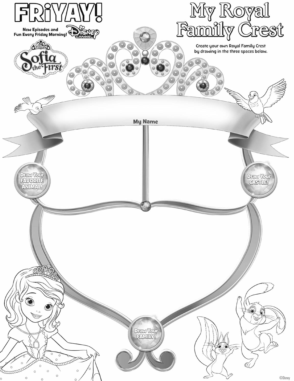 1200x1552 Sofia The First Family Crest Printable Disney Family - Sofia The First Sketch