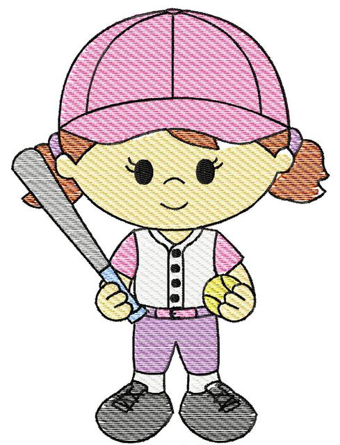 489x640 Softball Girl 2 Sketch Embroidery Design - Softball Sketch