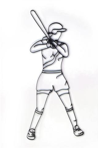 319x480 Softball Player Iron Decorative Metal Wall Art - Softball Sketch