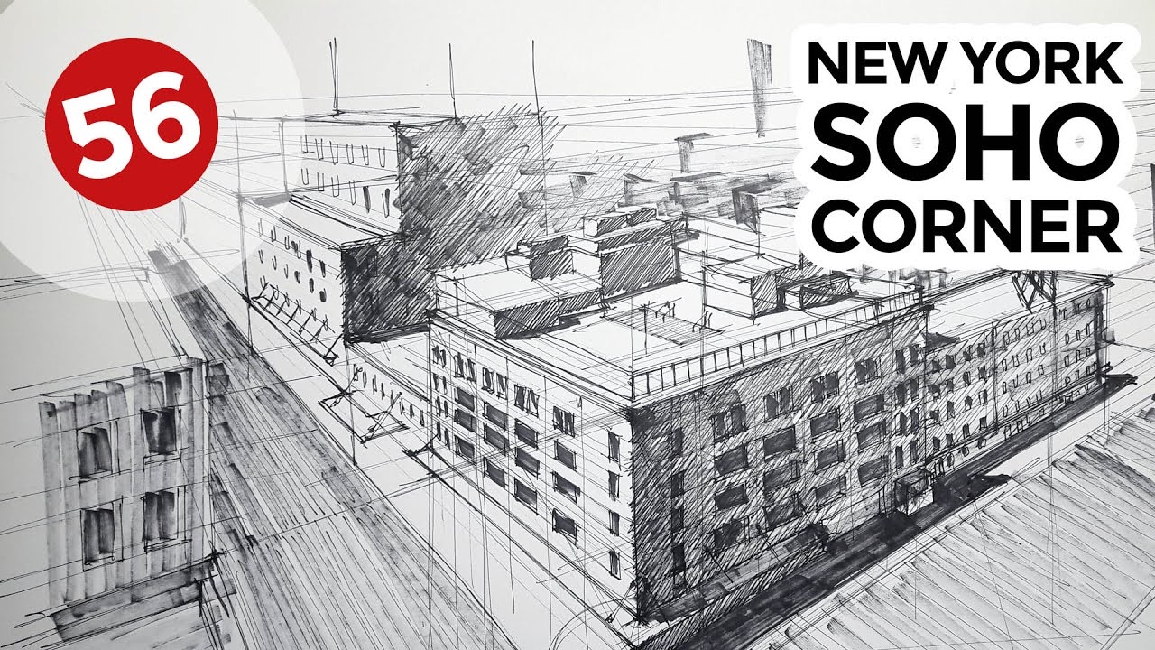 1280x720 New York Soho Corner Architecture Drawings - Soho Sketch
