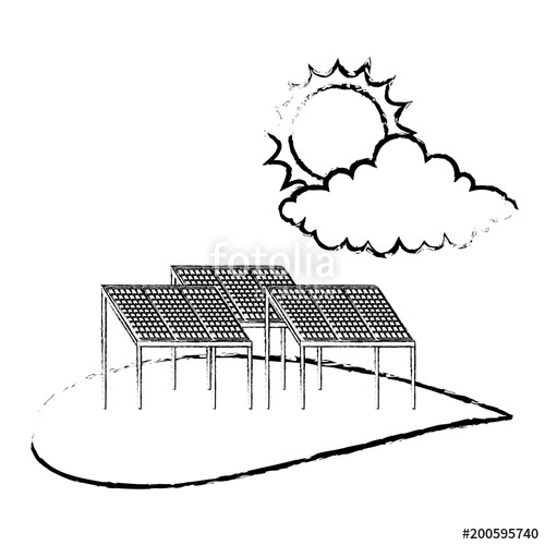 500x500 Ecology Energy Alternative Sustatinable Solar Panel Cloud And Sun - Solar Energy Sketch