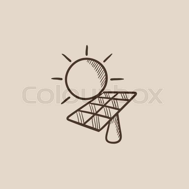 800x800 Sun With Solar Panel Sketch Icon For Web, Mobile And Infographics - Solar Panel Sketch