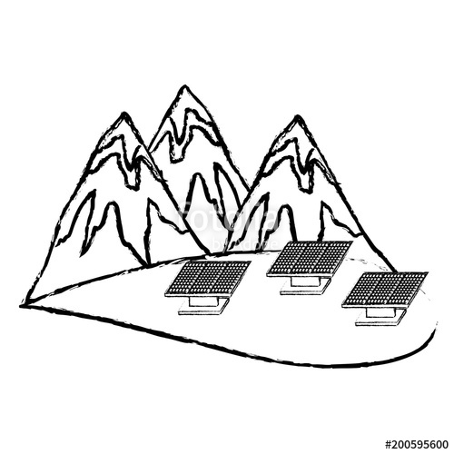 500x500 Ecology Energy Alternative Mountains And Solar Panel Vector - Solar Panel Sketch
