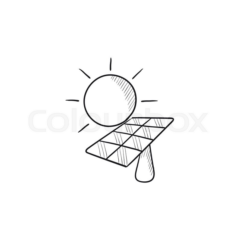 800x800 Solar Energy Vector Sketch Icon Isolated On Background. Hand Drawn - Solar Sketch