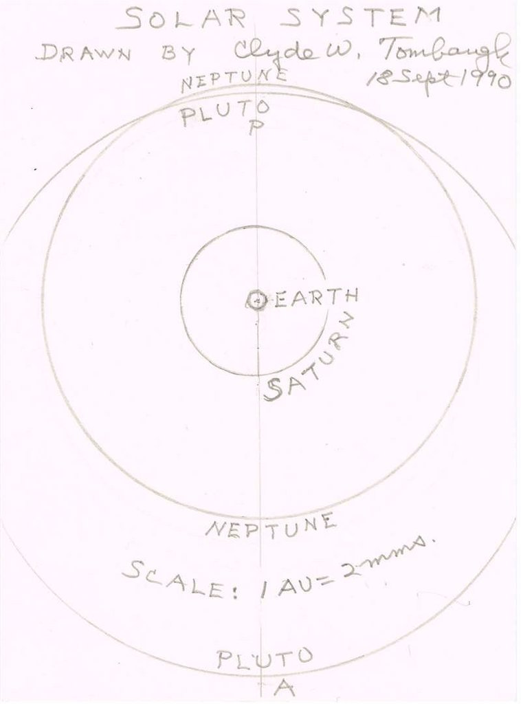 758x1024 Clyde Tombaugh Signature And Drawing Paul Fraser Collectibles - Solar System Sketch