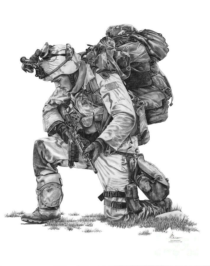 710x900 Praying Soldier Pencil Art Soldier Drawing - Soldier Sketch
