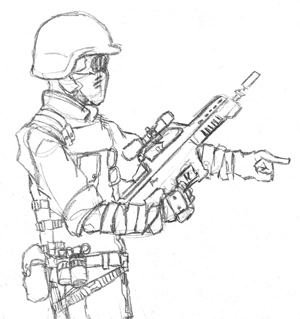 600x638 Soldier Sketch By Shadowdevil502 - Soldier Sketch