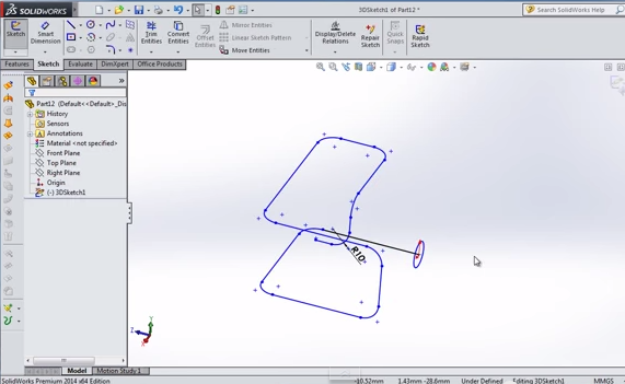 571x351 How To Creating 3 Directional Pipe (3d Sketch, Planes Viewers) In - Solidworks 3d Sketch