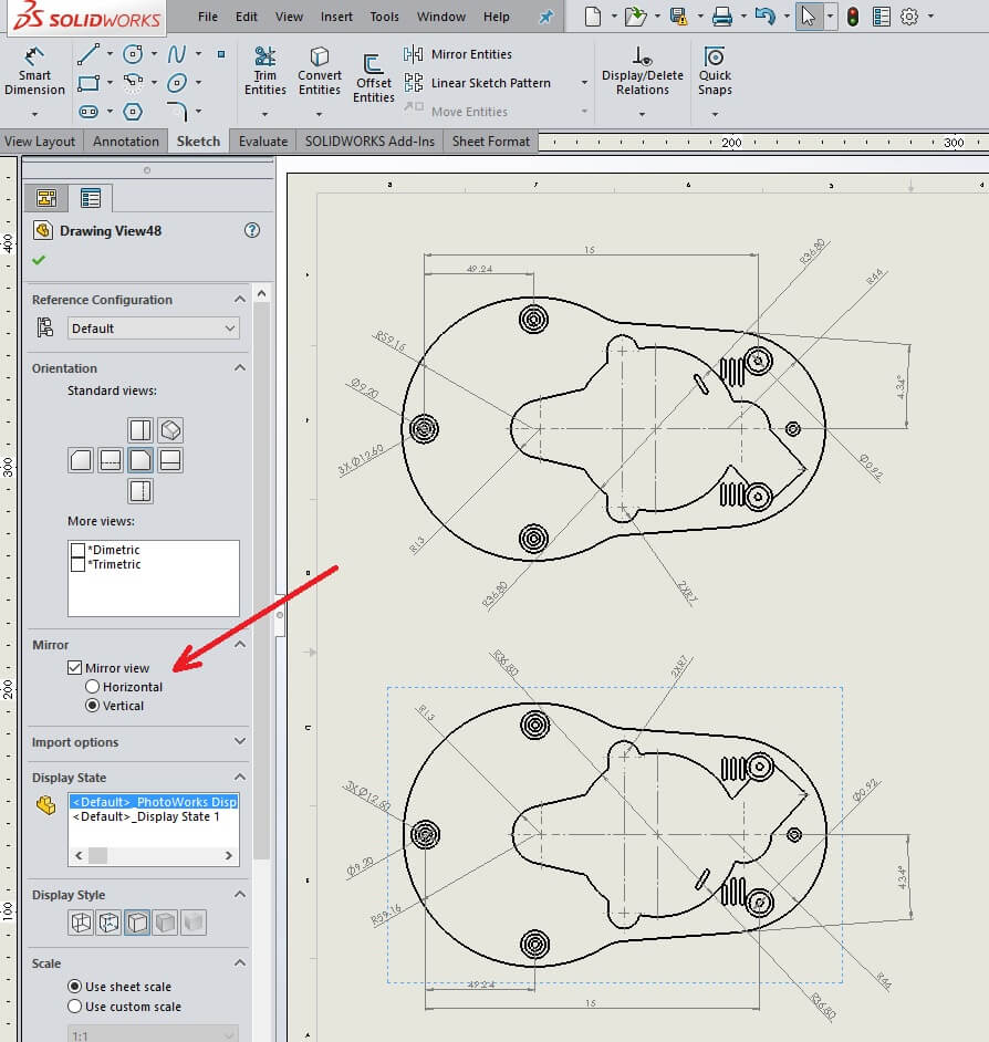 894x942 Mirror Solidworks Drawing View Is New For Solidworks 2017 - Solidworks Flip Sketch