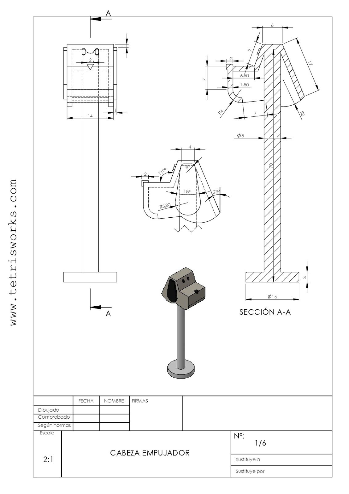 1132x1600 Plano Cabeza Empujador Juguete Automata Solidworks 3d Modeling - Solidworks Project Sketch