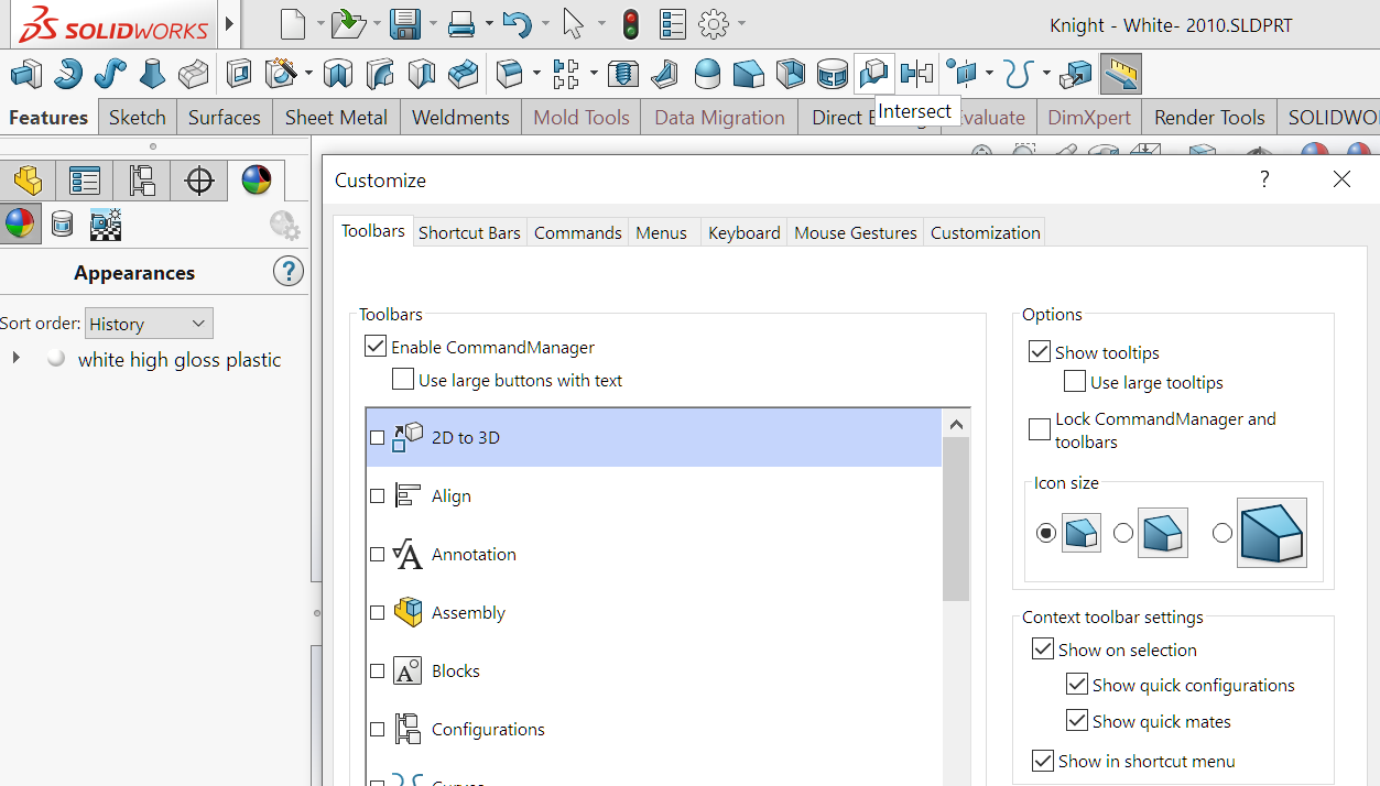 1253x714 Solidworks My Settings And How I Customised My Interface Amp Why - Solidworks Sketch Symbols