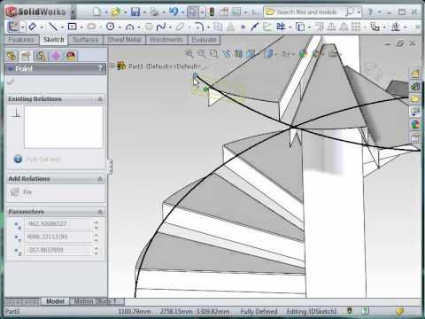 480x360 Spiral Stairs In Sw Solidworks Tutorials - Solidworks Spiral Sketch