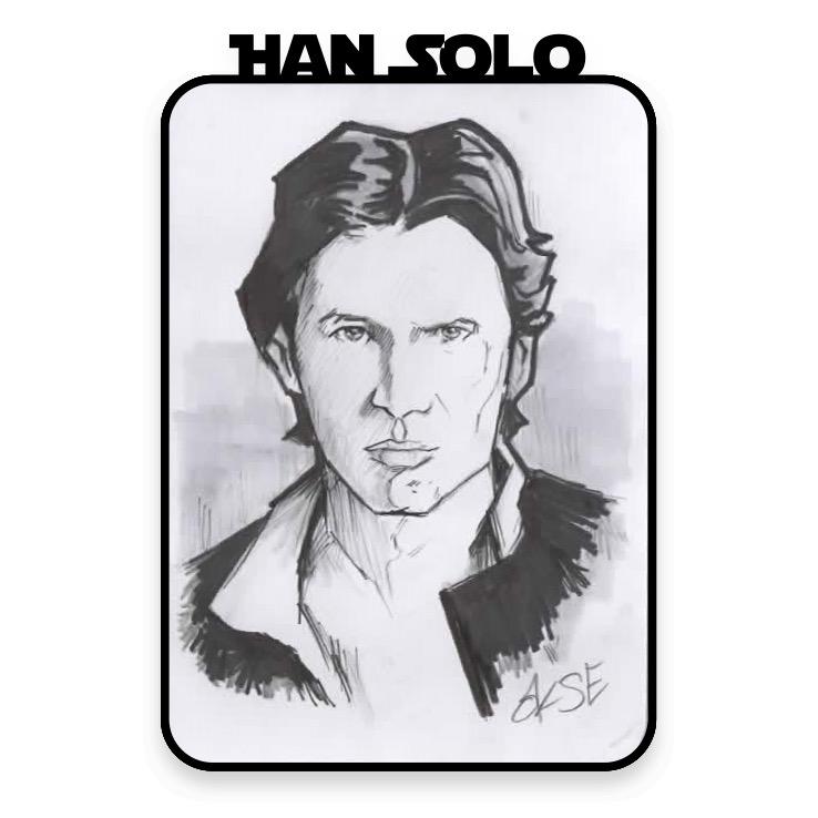 738x738 Han Solo Hand Drawn A6 Sketch Card The Art Of Okse - Solo Sketch