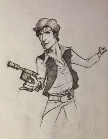 373x480 Quick Sketch Some Han Solo Action! Animation World Network - Solo Sketch