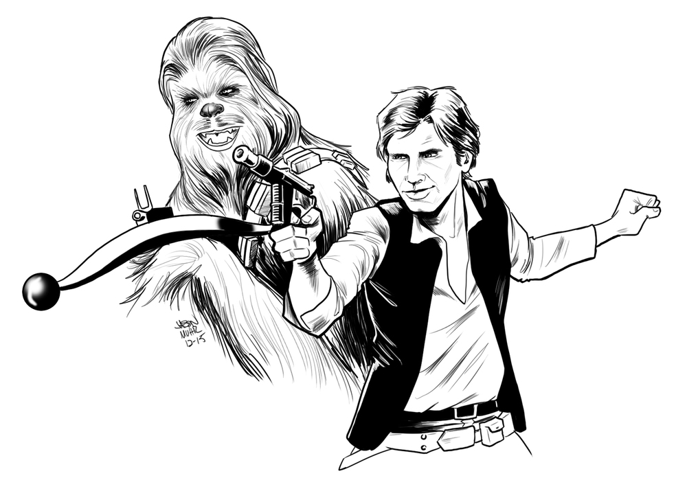 1000x731 Daily Sketch Han Amp Chewie Jason Muhr - Solo Sketch