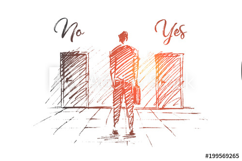 500x333 Vector Hand Drawn No Yes Business Solution Concept Sketch. - Solution Sketch