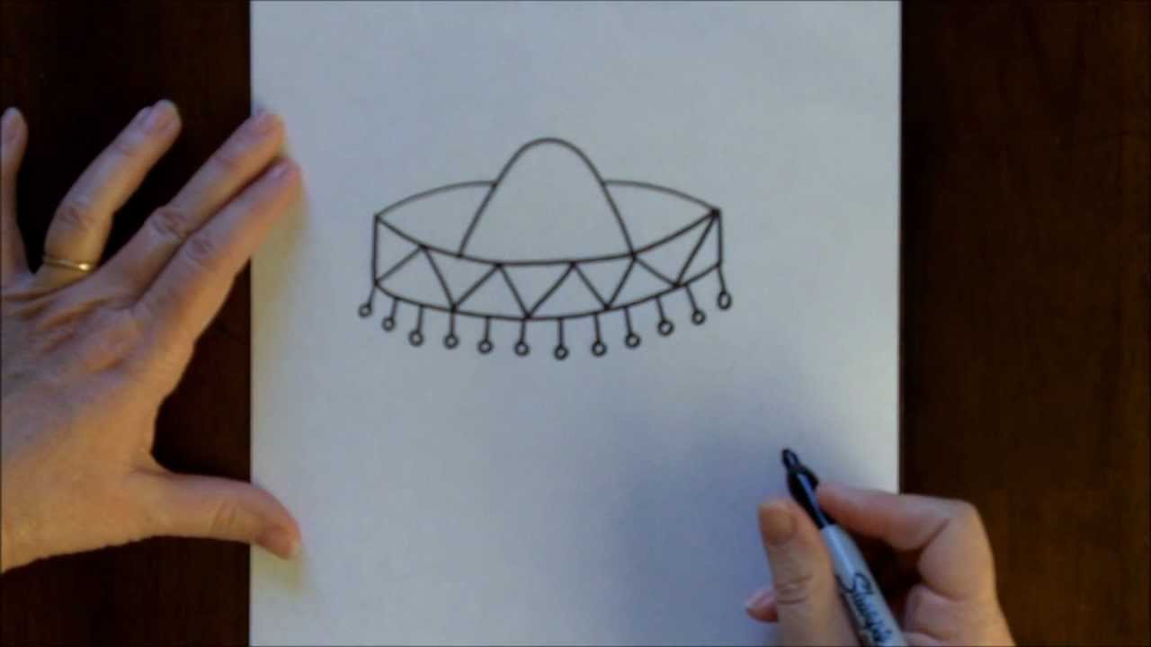 1280x720 How To Draw A Sombrero Cartoon Step By Step Drawing Tutorial For - Sombrero Sketch
