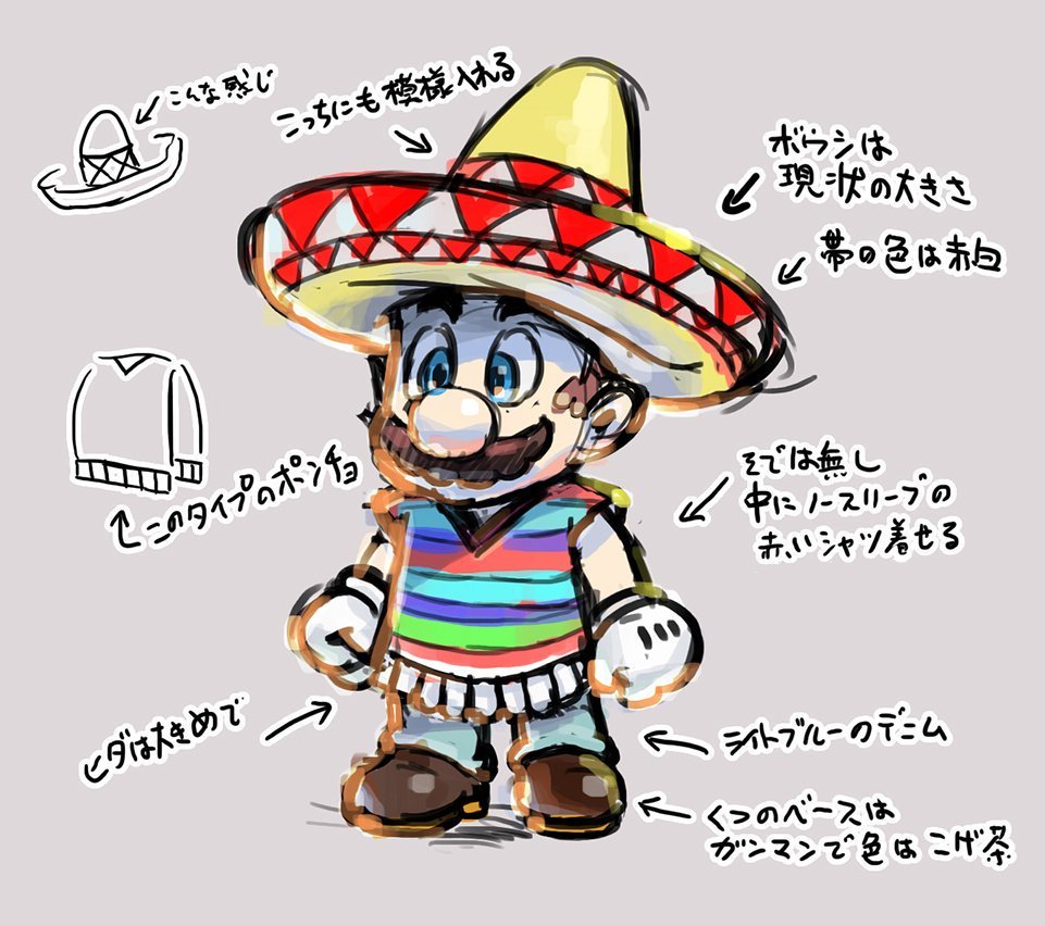 961x852 My Nintendo News On Twitter Nintendo Shares Early Sketch Of - Sombrero Sketch