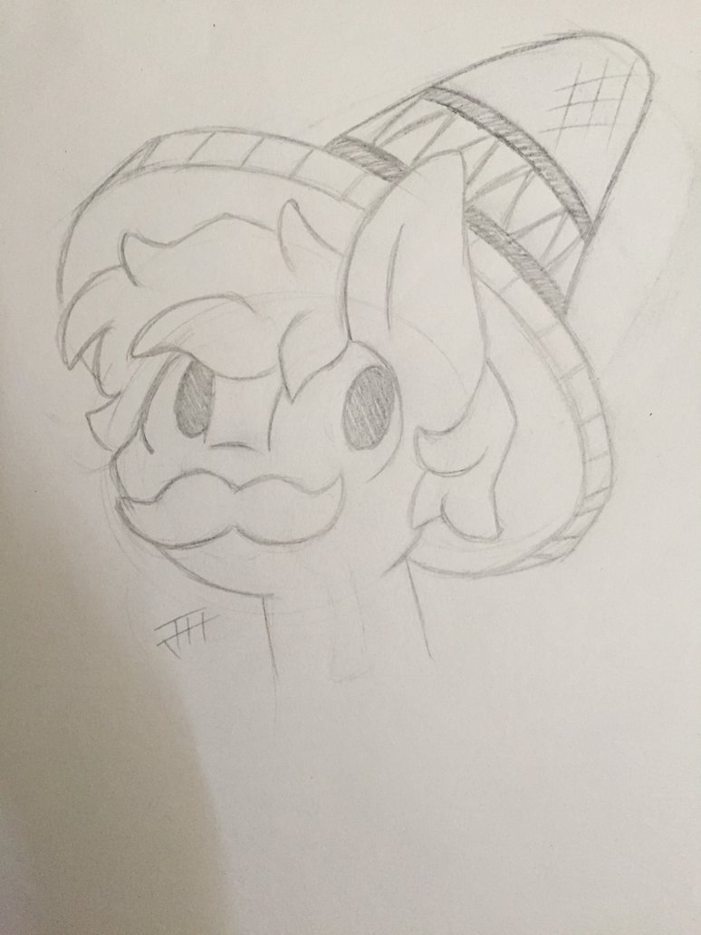 774x1032 Pony In A Sombrero (Sketch) By Filllyreports - Sombrero Sketch