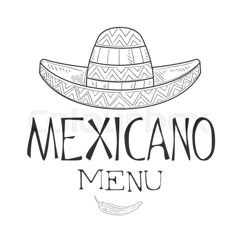 800x800 Restaurant Mexican Food Menu Promo Sign In Sketch Style With - Sombrero Sketch