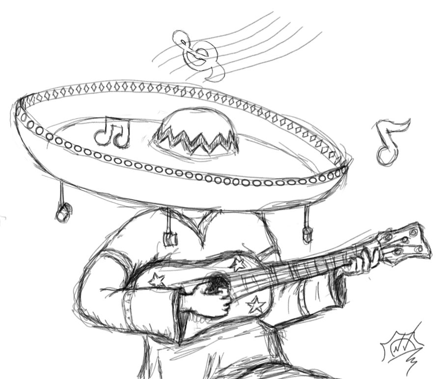 900x773 Sombrero Sketch By Snoeffel - Sombrero Sketch