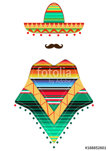 357x500 Portrait Of Mexican Man In Sombrero And Poncho, Sketch Vector - Sombrero Sketch