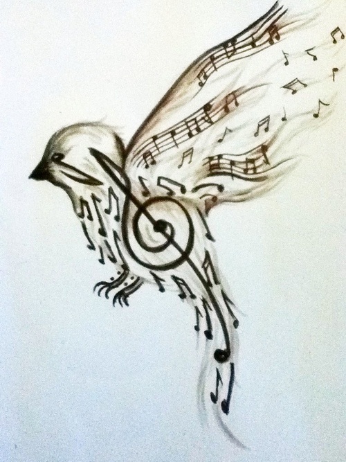 500x667 Tattoos Songbird Uploaded By Cal Tr On We Heart It - Songbird Sketch