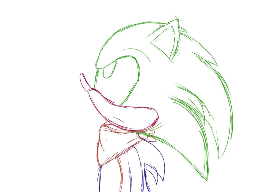 1024x768 Sonic Sketch By Meltheartist - Sonic Sketch