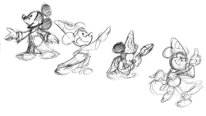 800x450 Fantasia Mickey Sketches By Kolidescope - Sorcerer Mickey Sketch