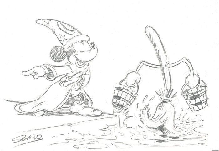 700x481 Garrido, Sergio - Sorcerer Mickey Sketch