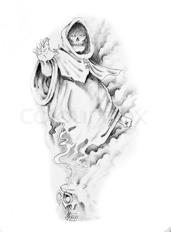 591x800 Sketch Of Tattoo Art, Sorcerer Stock Photo Colourbox - Sorcerer Mickey Sketch