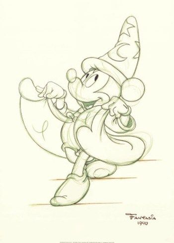 350x489 Sorcerer Mickey Fine Art Print Mickey Mouse - Sorcerer Mickey Sketch