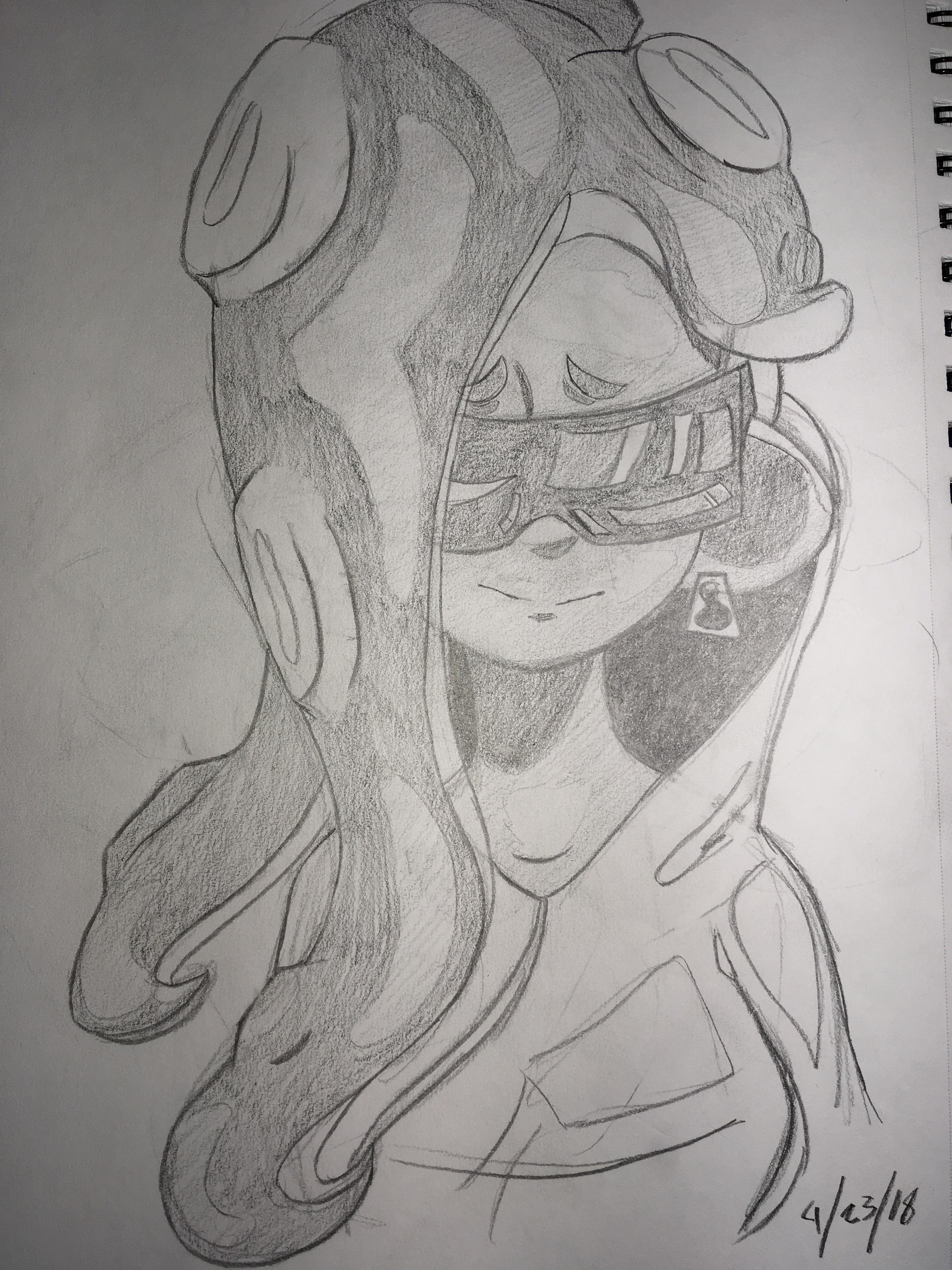 3024x4032 Sketch Of Modern Marina I Did, Sorry For The Bad Lighting Splatoon - Sorry Sketch