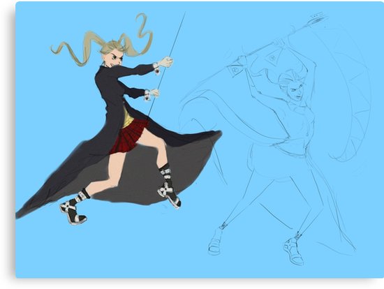 550x414 Maka Soul Eater Fighting Sketch Canvas Prints By Losieee Redbubble - Soul Eater Sketch