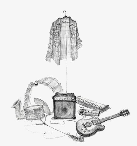 451x480 Sketch Clothes, Clothes Clipart, Guitar, Sound Png Image And - Sound Sketch