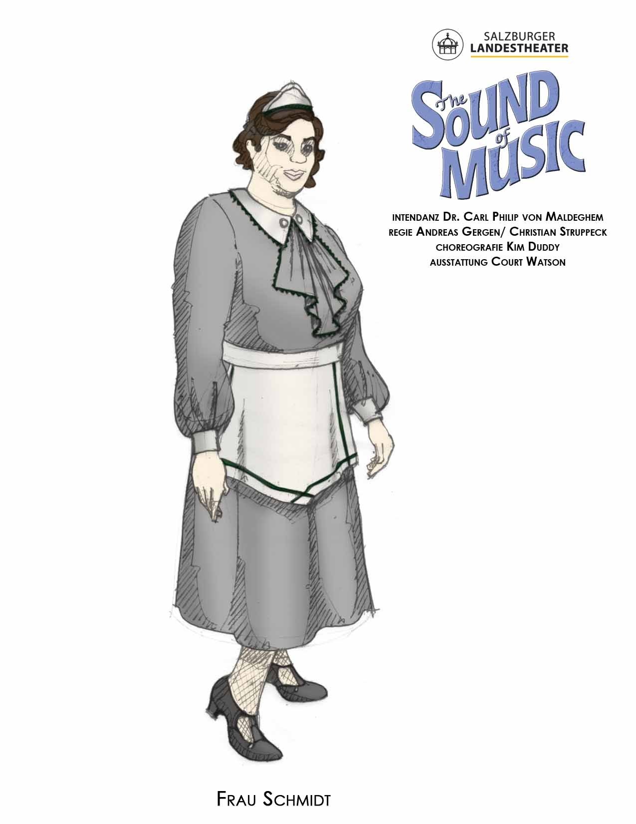 1275x1650 The Sound Of Music Frau Schmidt Costume Sketch By Court Watson - Sound Sketch