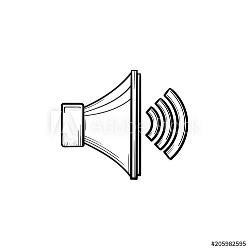 500x500 Volume Control Hand Drawn Outline Doodle Icon. Loudspeaker High - Sound Sketch