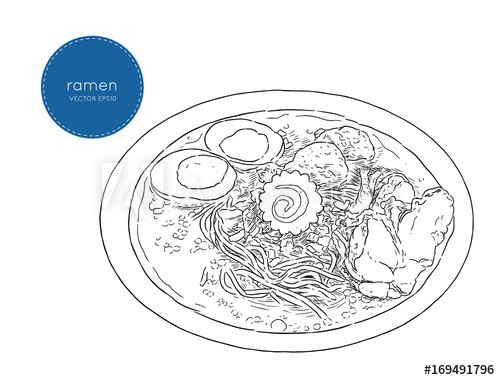 500x380 Japanese Cuisine Soup Ramen Sketch Vector. - Soup Sketch