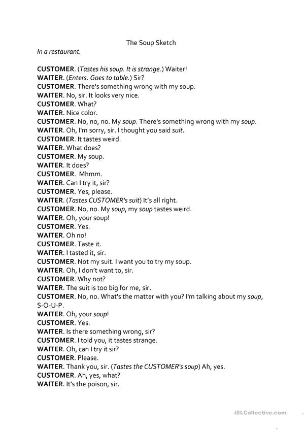 601x849 Soupsoup Fry Amp Laurie Comedy Sketch Worksheet - Soup Sketch