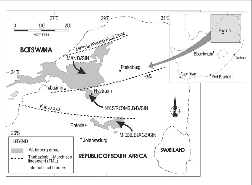 850x624 Sketch Map Showing The Location Of The Waterberg Group In South - South Africa Sketch