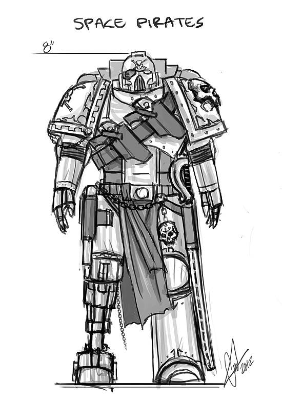 550x778 Hells Yeah! His Original Space Marine Pirate Sketch Was What - Space Marine Sketch