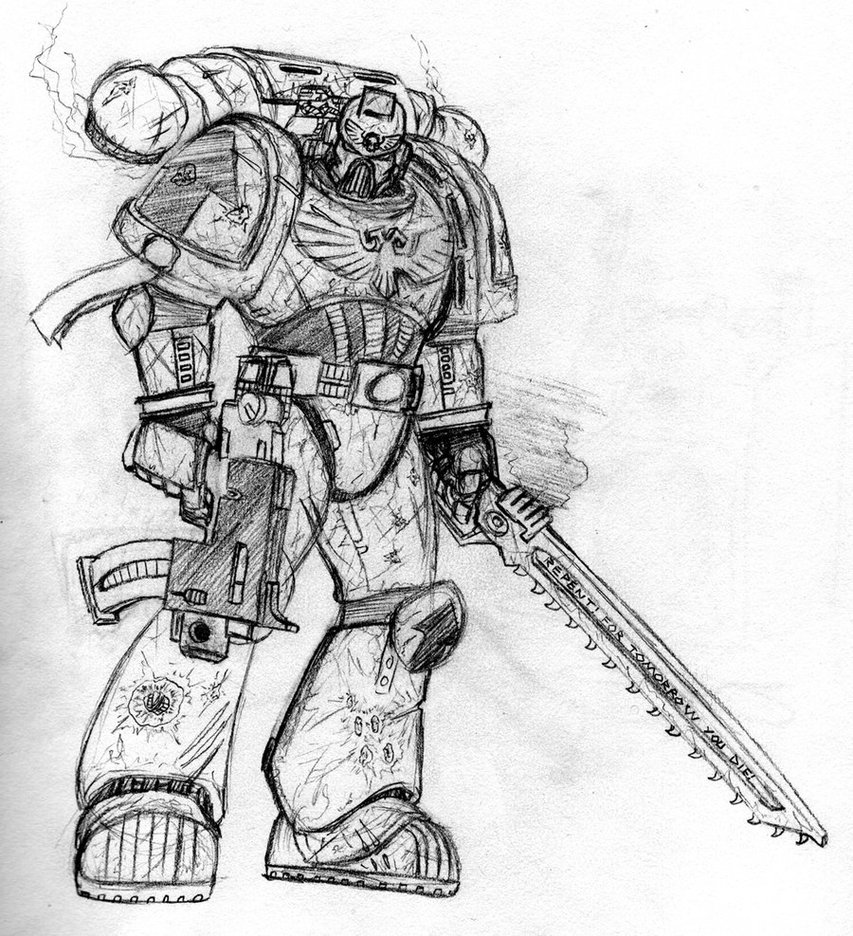 853x936 Just Another Space Marine By Sheason - Space Marine Sketch