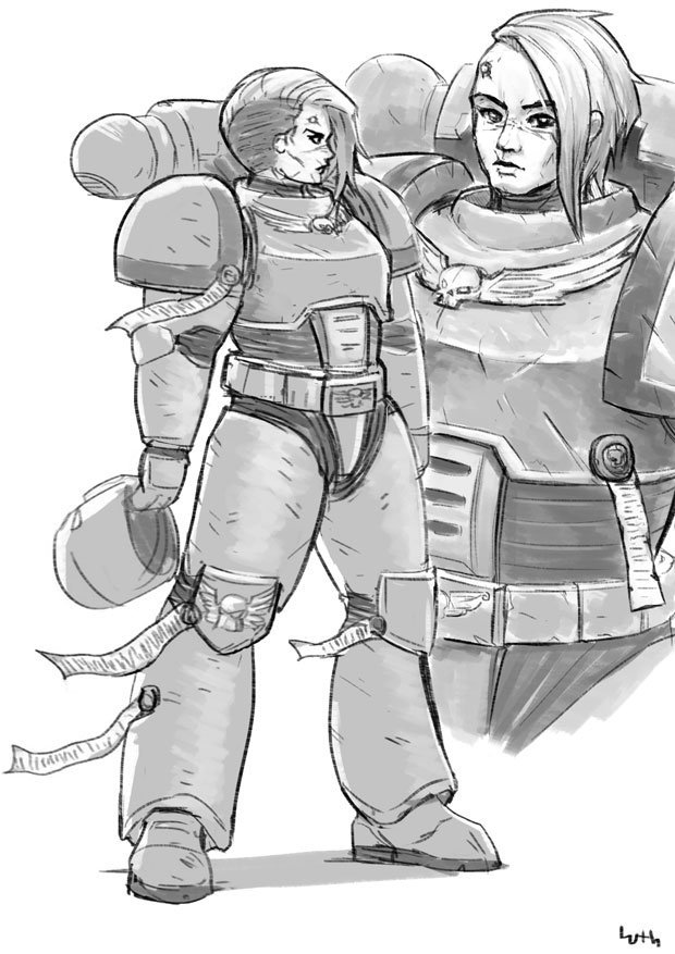 Space Marine Sketch at PaintingValley.com | Explore collection of Space ...