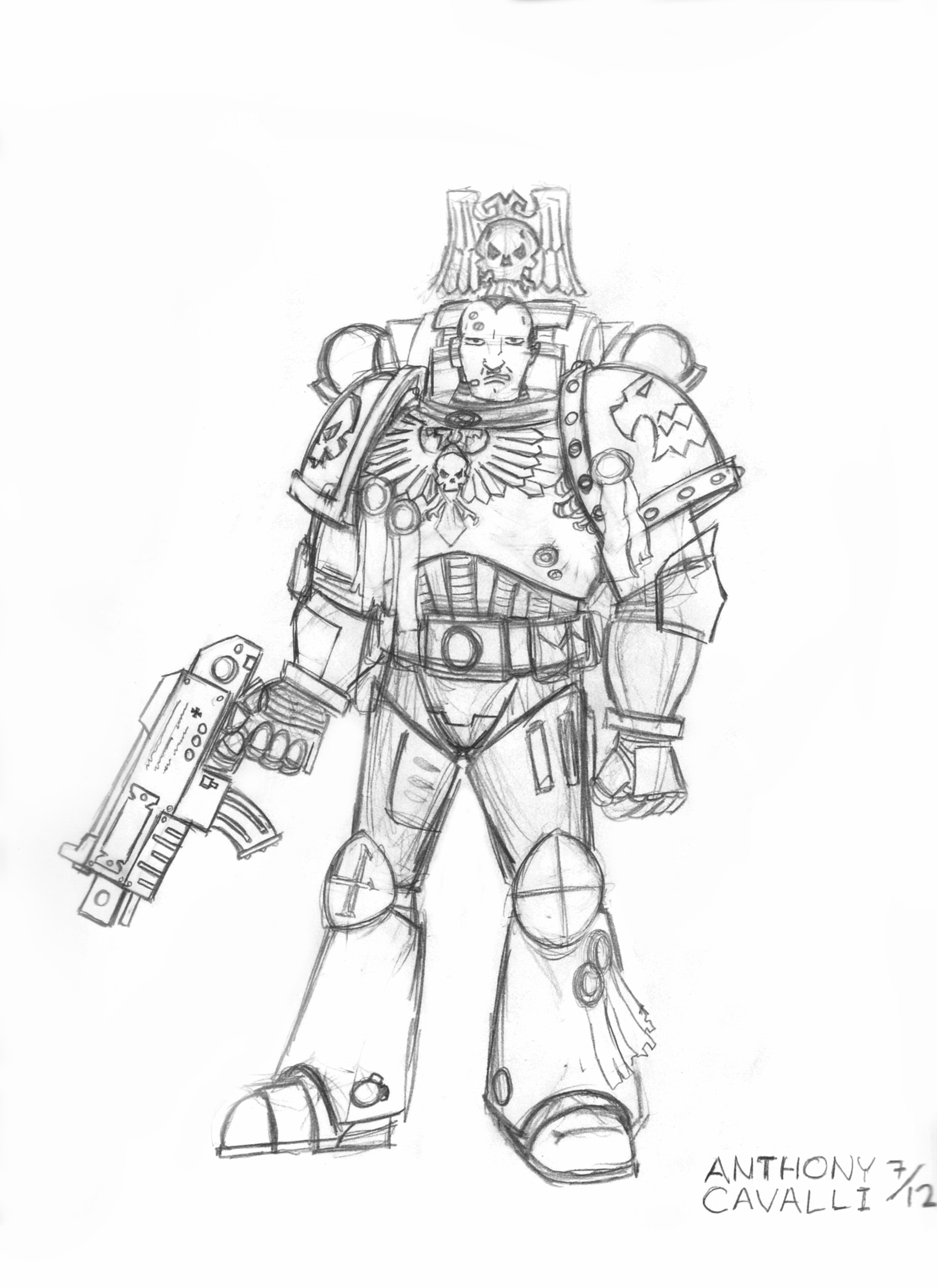 Space Marine Sketch at PaintingValley.com | Explore collection of Space ...