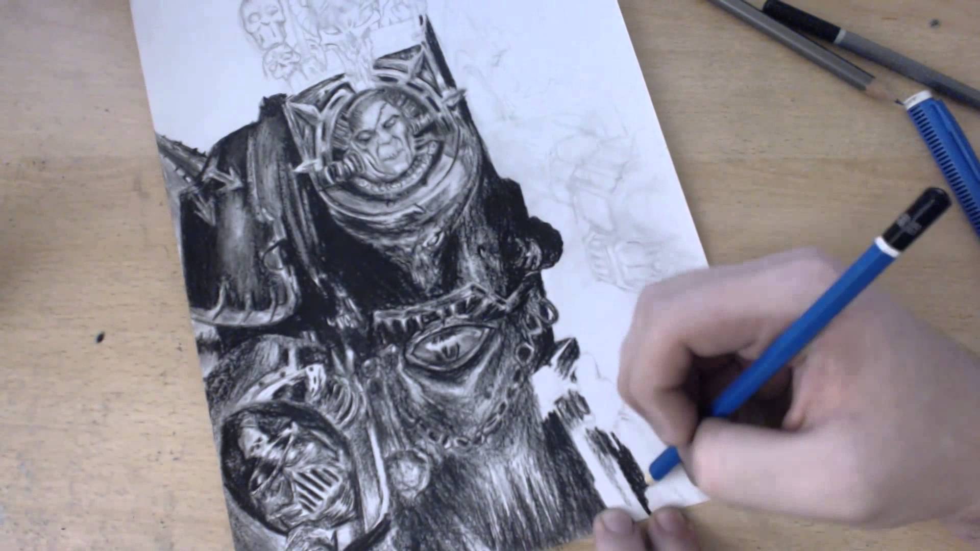 1920x1080 Drawing Challenge Week 2. - Space Marine Sketch