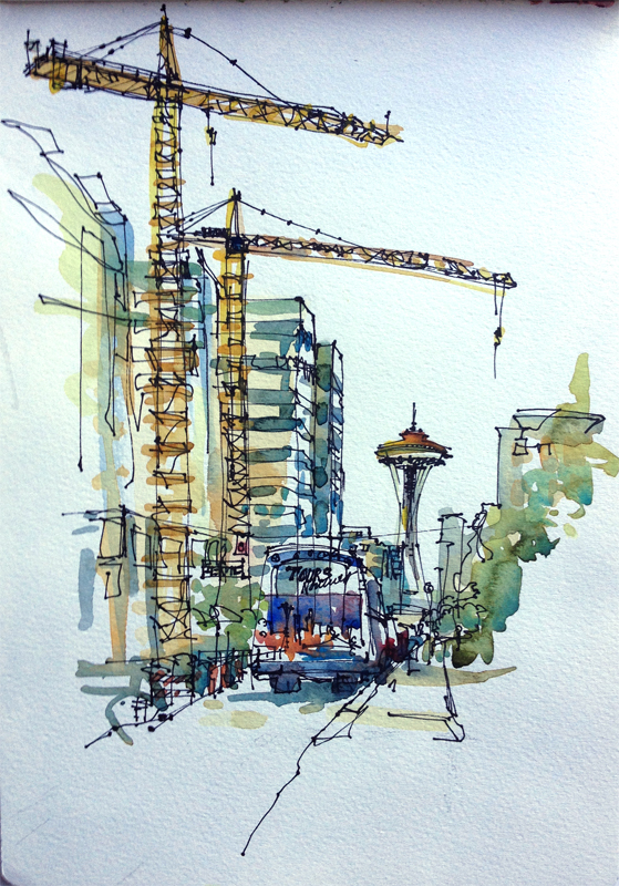 559x800 My Space Needle Obsession Sketch Away Travels With My Sketchbook - Space Needle Sketch