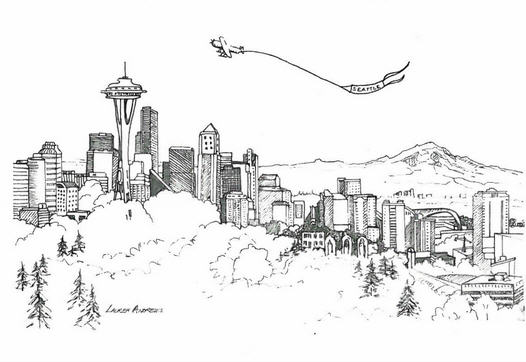 526x362 Postcard Pick Seattle Space Needle Sketch Lost Postcards - Space Needle Sketch