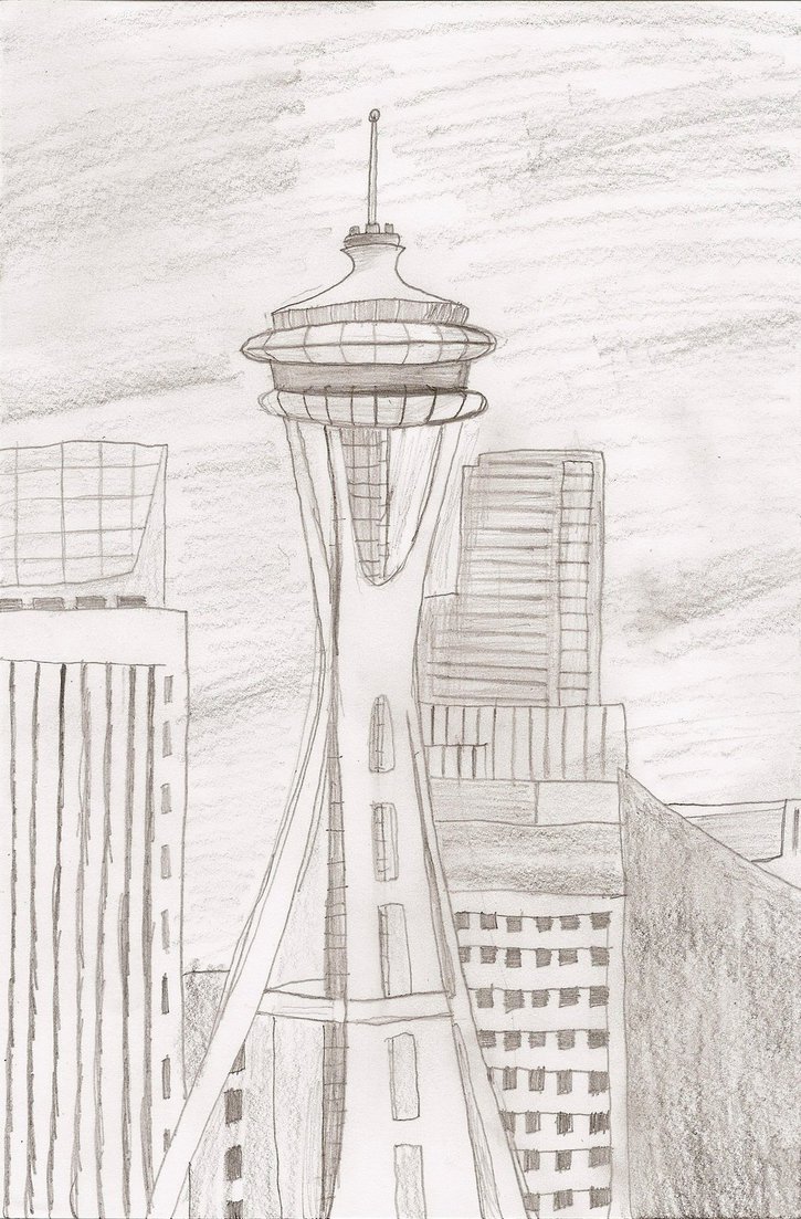 725x1103 Seattle Space Needle Sketch By Casey387 - Space Needle Sketch