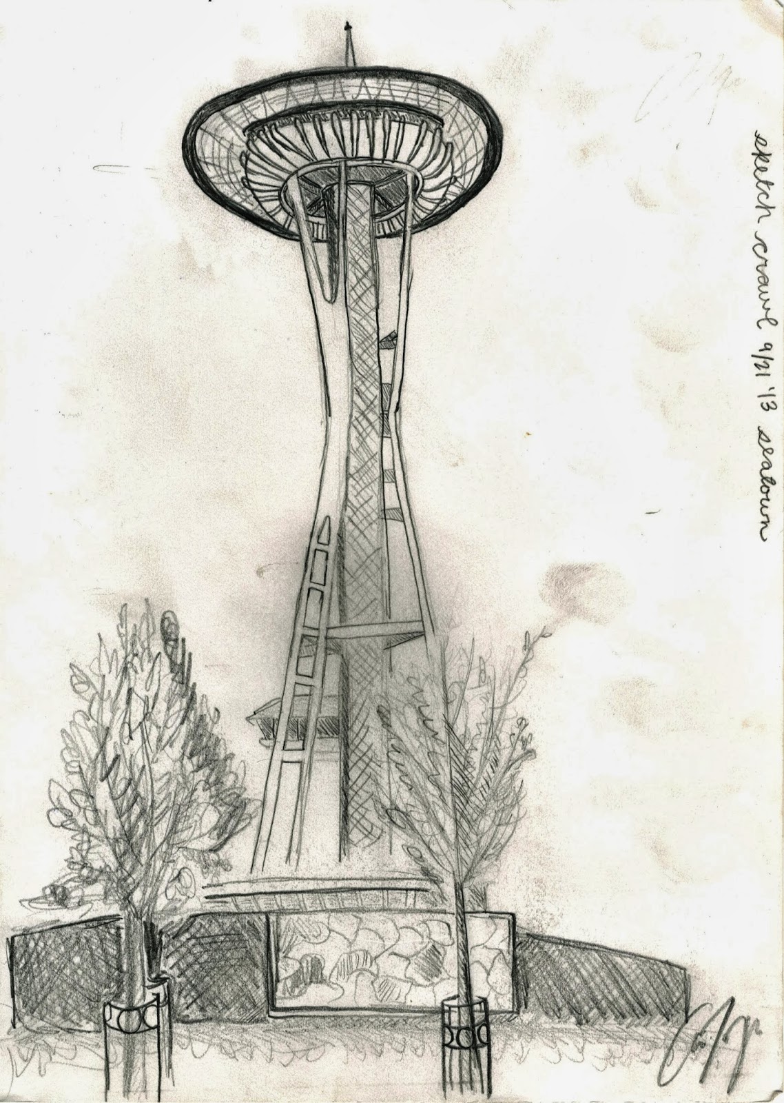 1138x1600 Allison Taylor Design Sketch Crawl Seattle Center - Space Needle Sketch